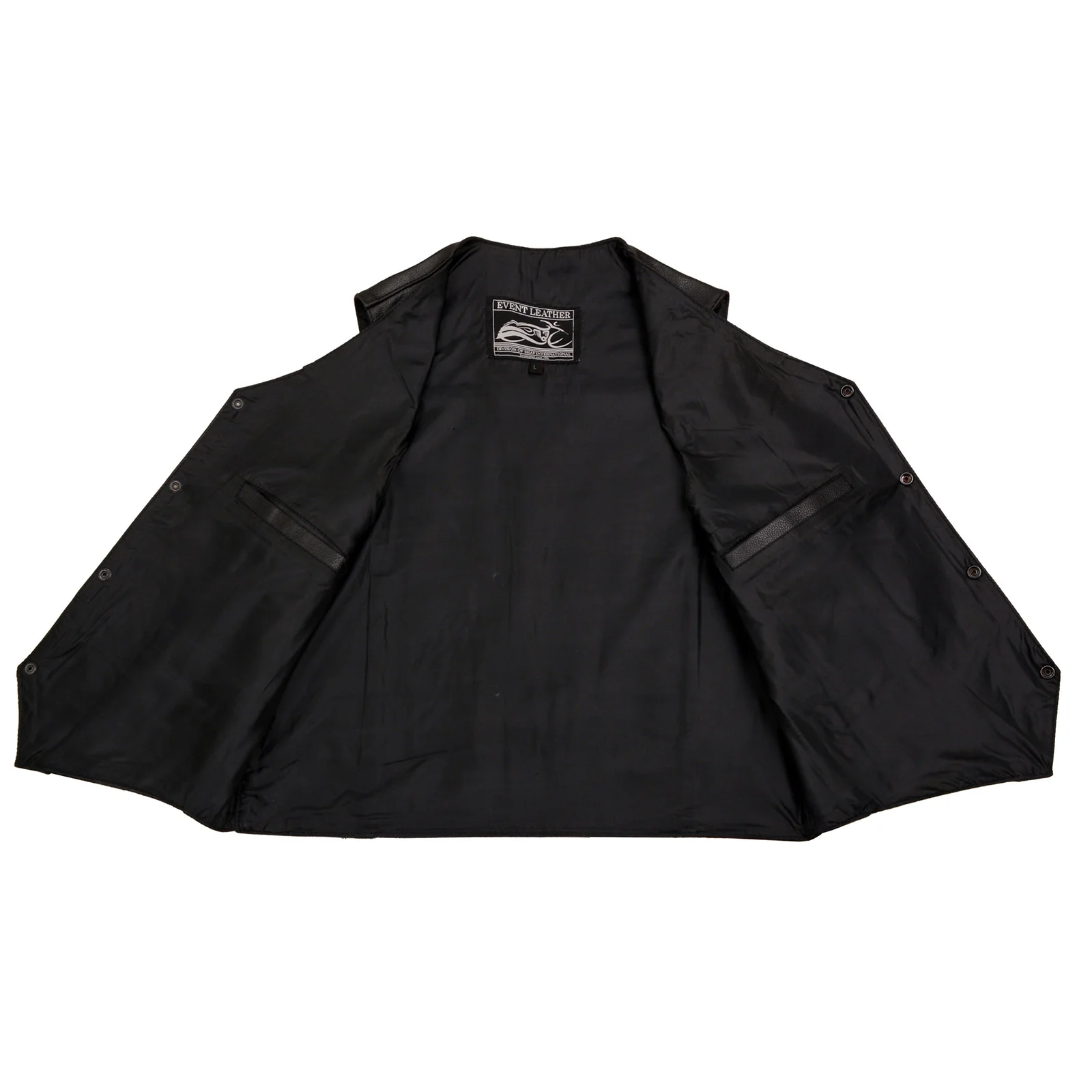Event Leather EL5310 Men's Classic Black Leather Vest with Snap Button Closure - Image 6