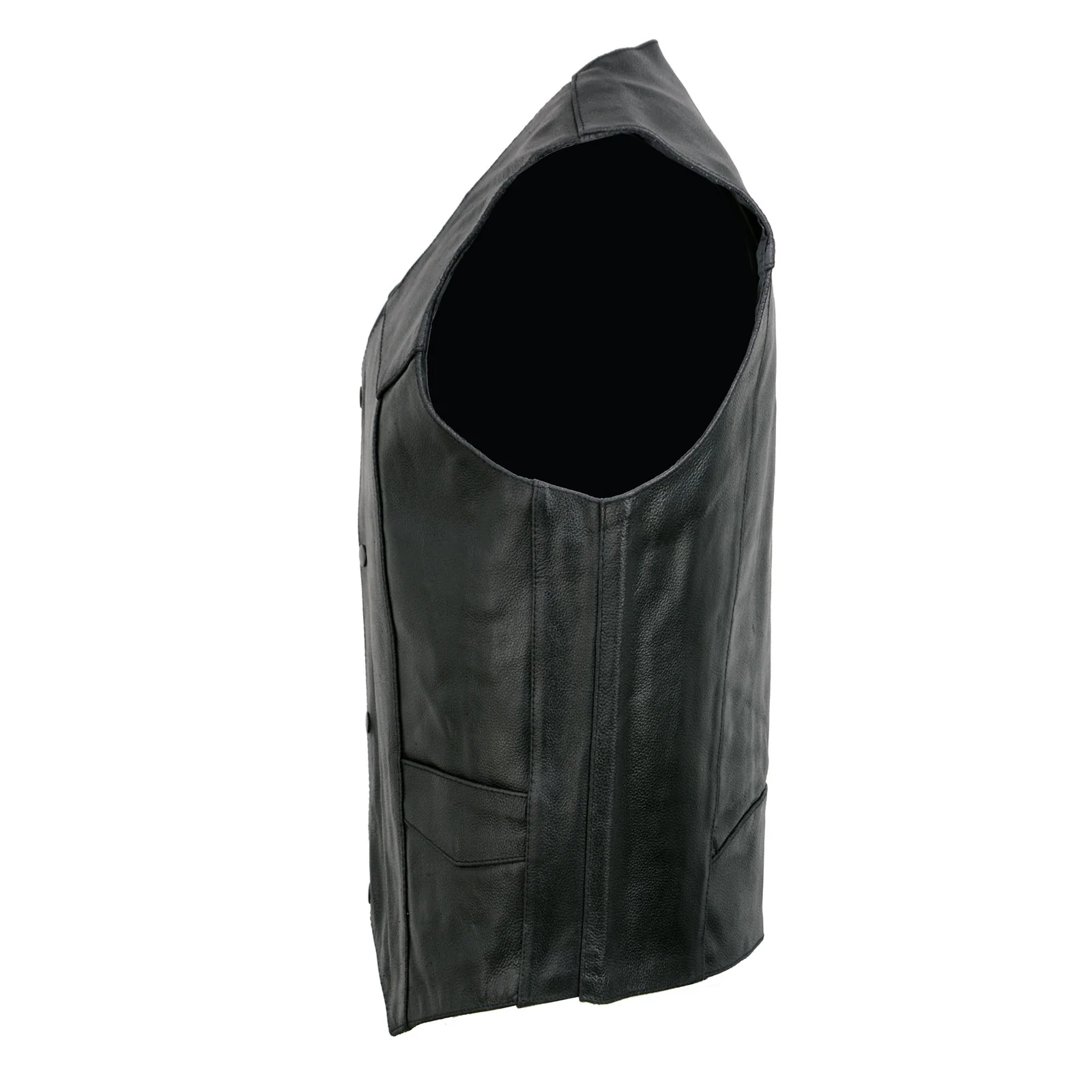 Event Leather EL5310 Men's Classic Black Leather Vest with Snap Button Closure - Image 8