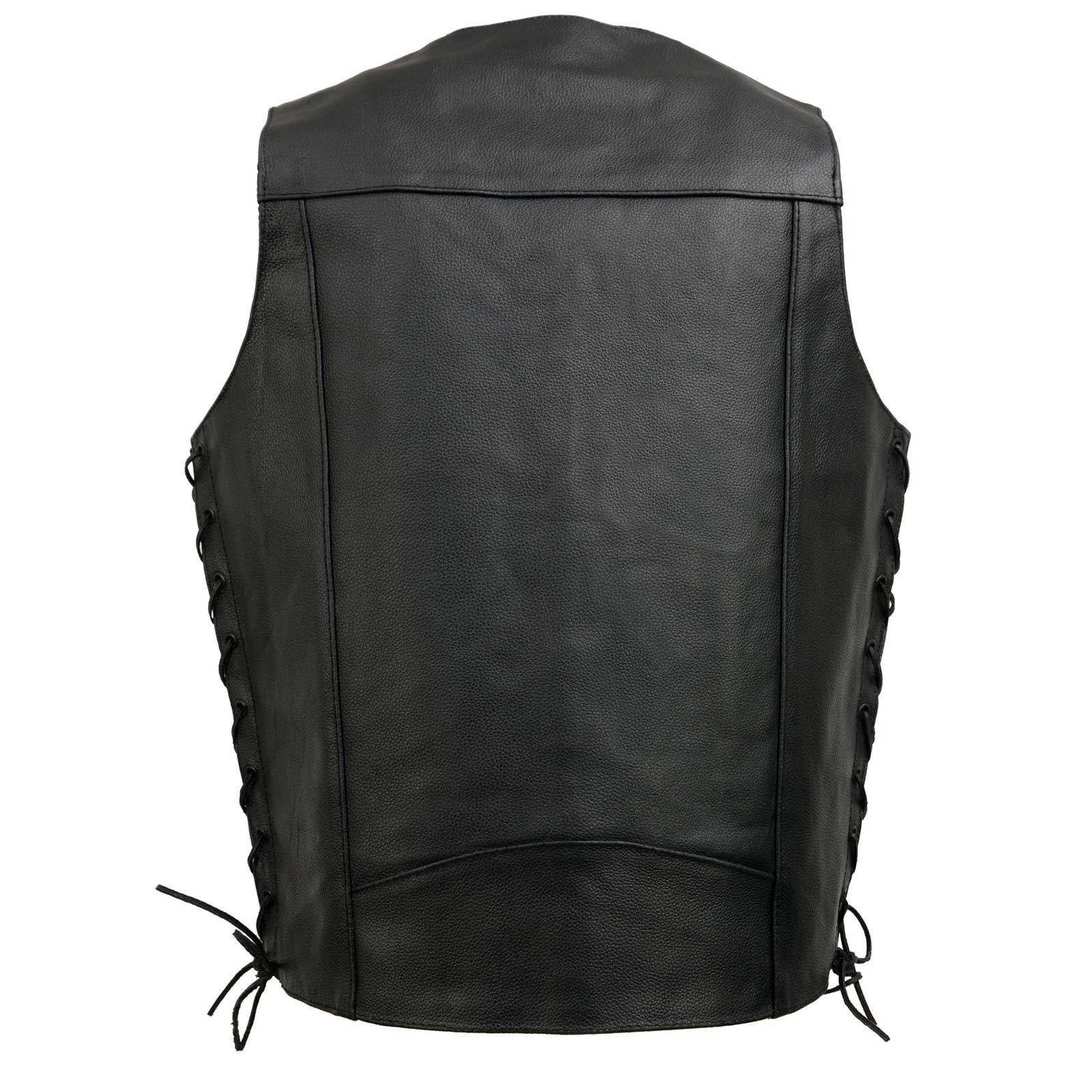 Event Leather EL5315T Men's Black Classic Side Lace Biker Vest in Big and Tall Sizes - Image 9