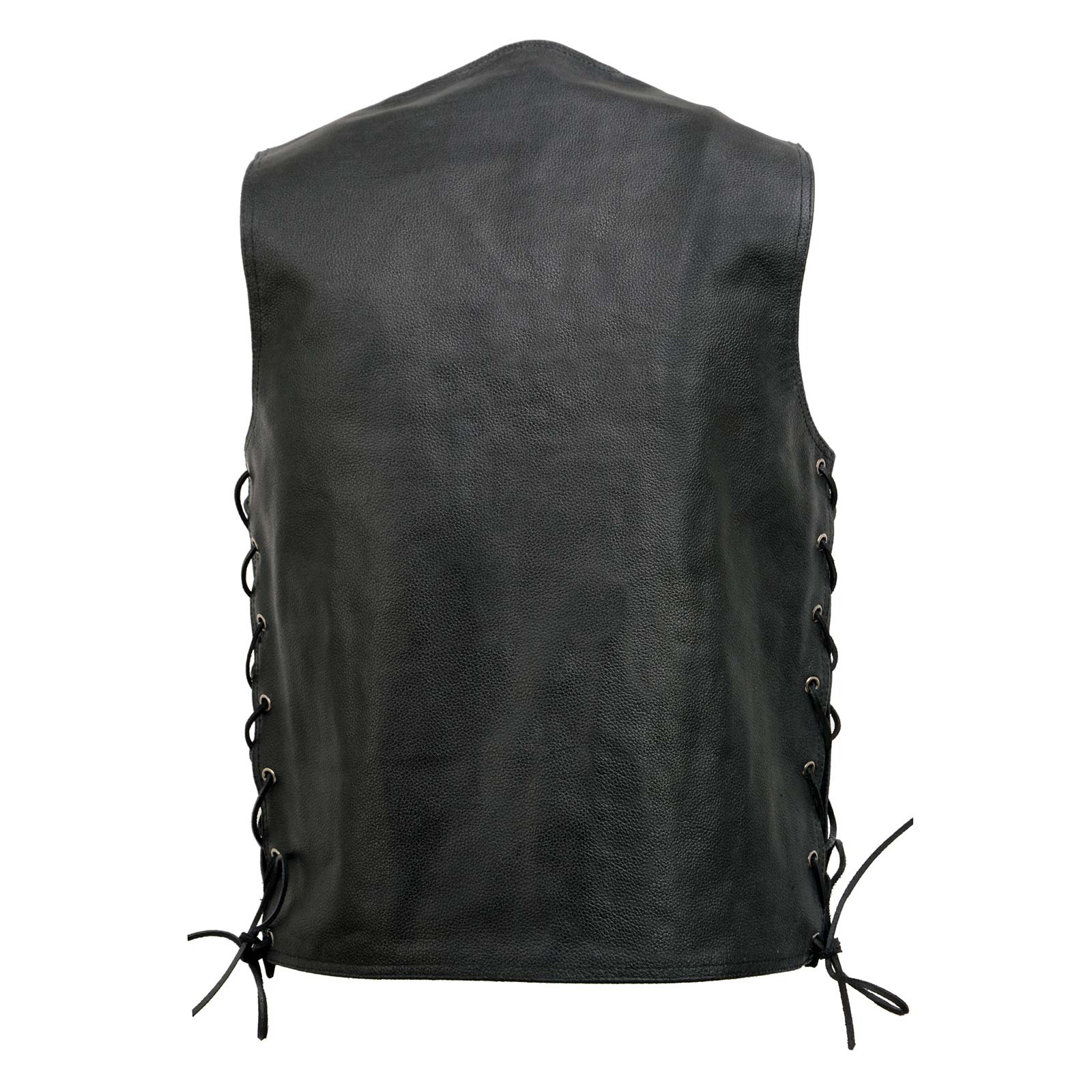 Event Leather EL5360 Men's Black Leather Vest with Denim Style Pockets and Side Lace - Image 11