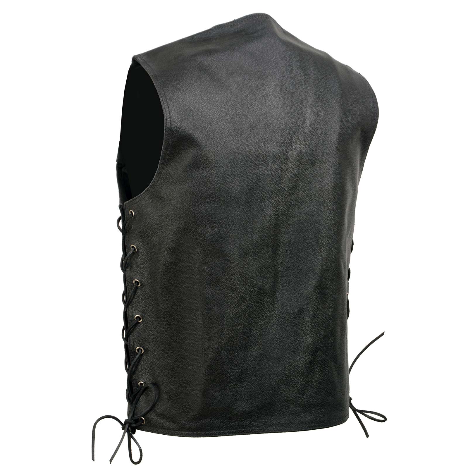 Event Leather EL5360 Men's Black Leather Vest with Denim Style Pockets and Side Lace - Image 12