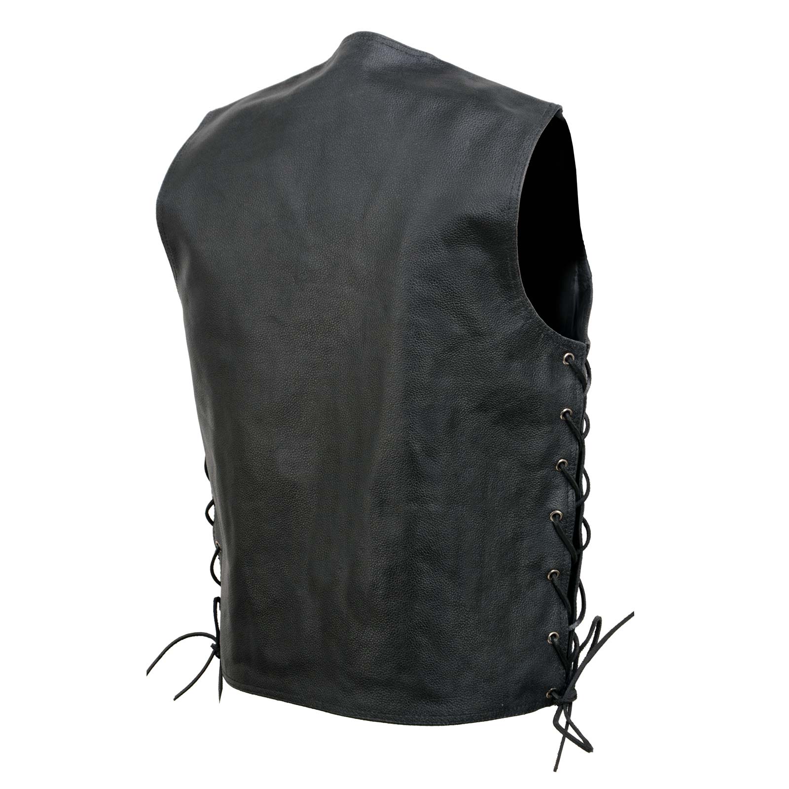 Event Leather EL5360 Men's Black Leather Vest with Denim Style Pockets and Side Lace - Image 13