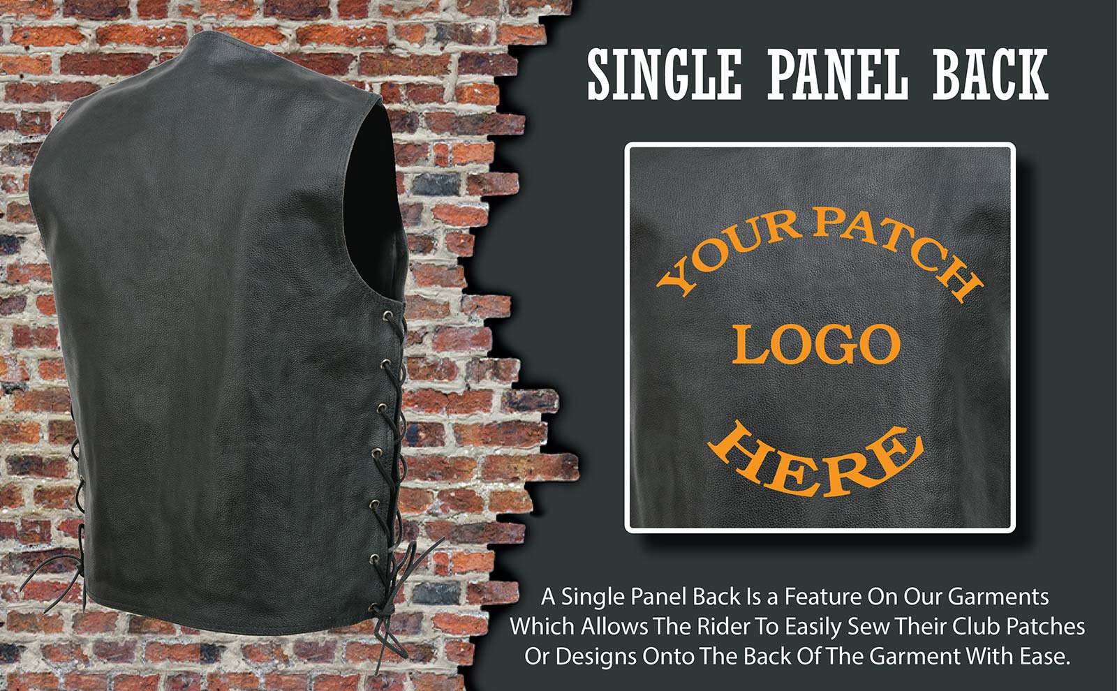 Event Leather EL5360 Men's Black Leather Vest with Denim Style Pockets and Side Lace - Image 4