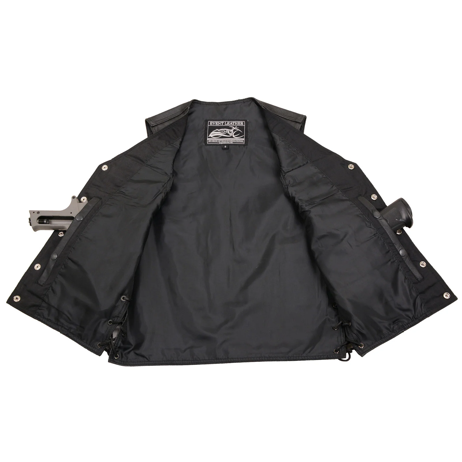 Event Leather EL5360 Men's Black Leather Vest with Denim Style Pockets and Side Lace - Image 6