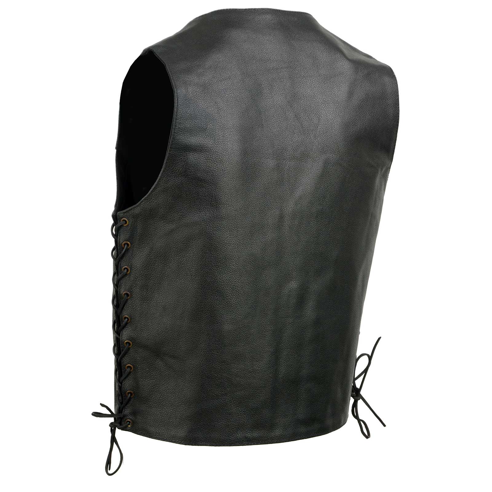 Event Leather EL5391 Men's Black Leather 10 Pocket Side Lace Vest - Image 11
