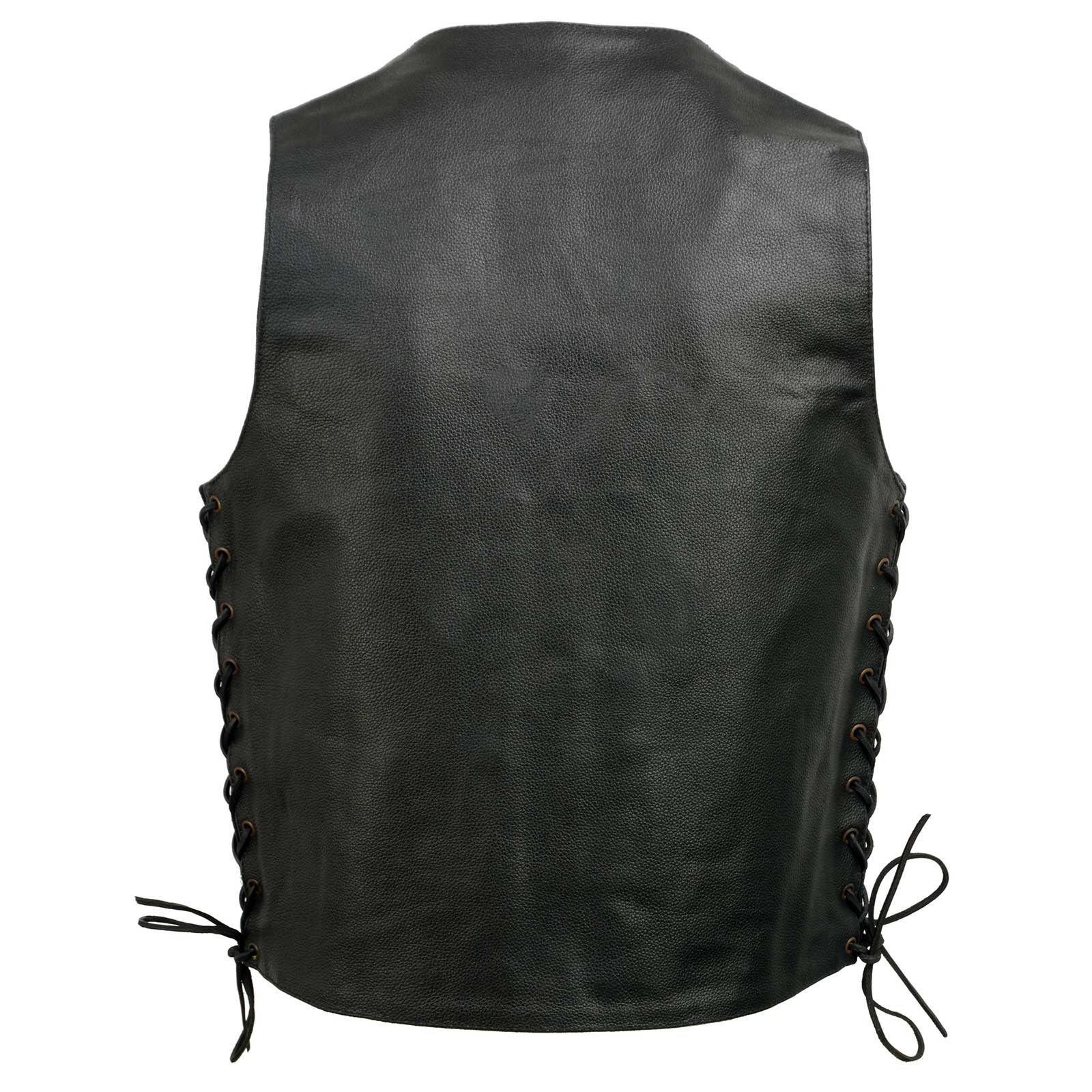 Event Leather EL5391 Men's Black Leather 10 Pocket Side Lace Vest - Image 6
