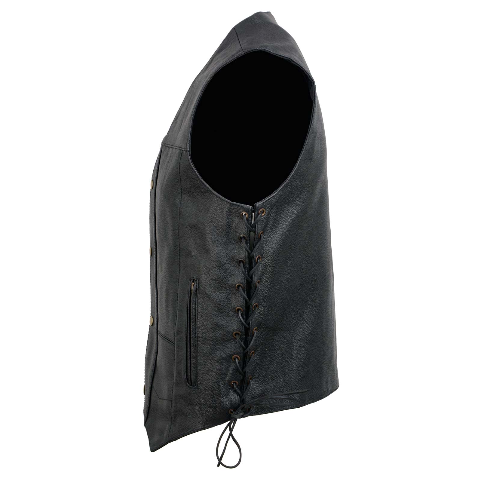 Event Leather EL5391 Men's Black Leather 10 Pocket Side Lace Vest - Image 8