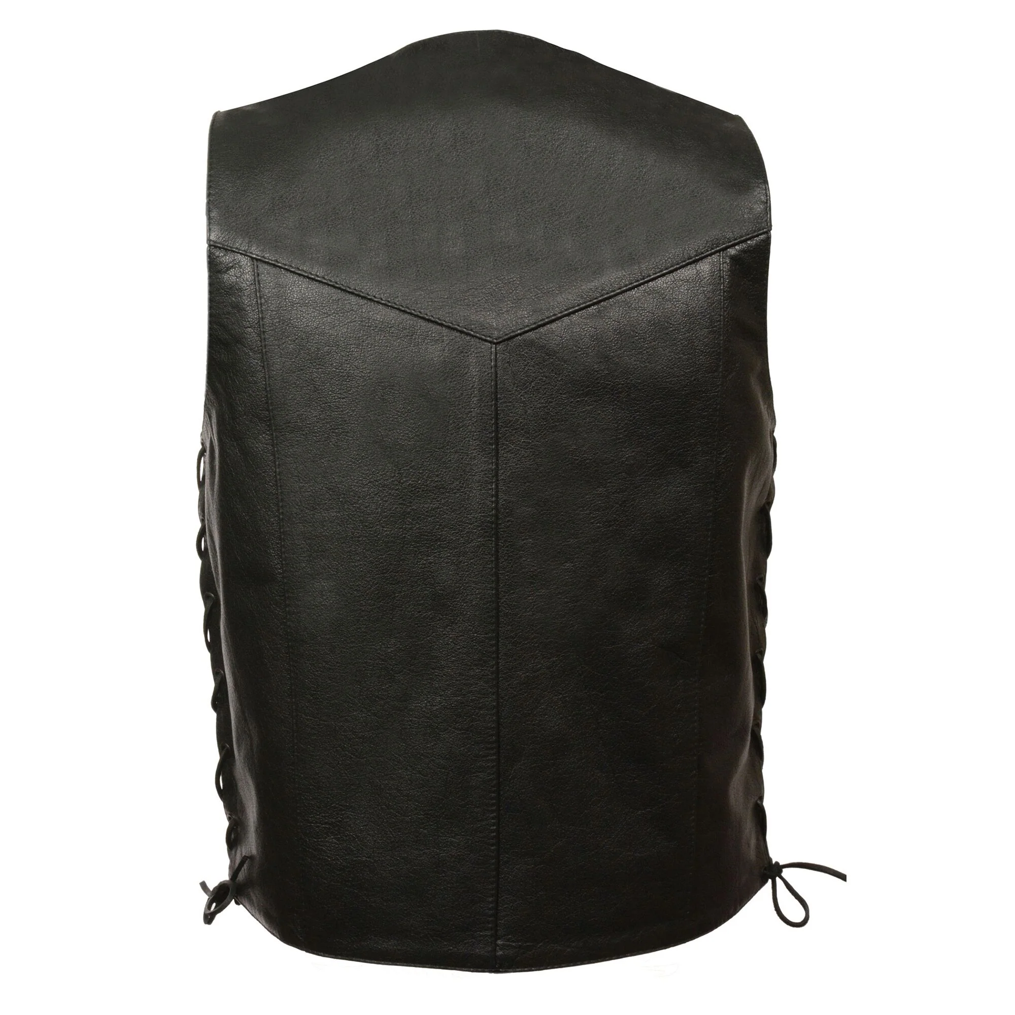 Event Leather EL5397 Men's Black Leather Vest with Adjustable Side Laces - Image 2