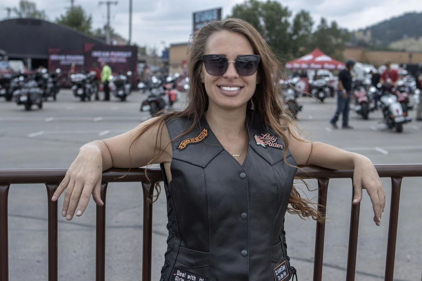 Event Leather ELL4900 Women’s 'Love to Ride' Black Leather Motorcycle Patched Embroidered Vests with Side Laces - Image 7