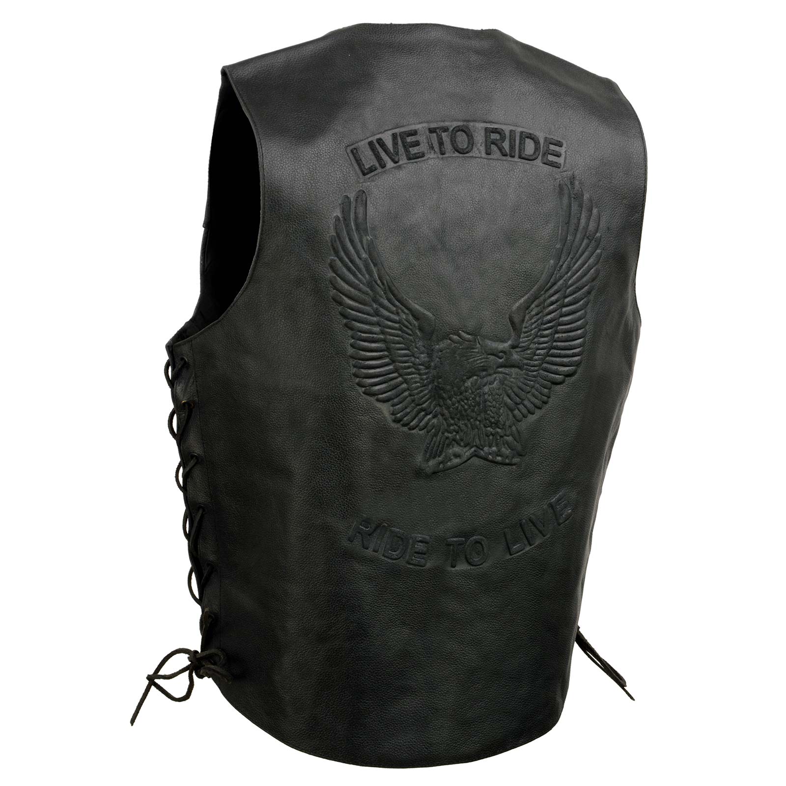 Event Leather's ELM3900 Men's 100% Genuine Motorcycle Leather Vest | Biker Vests with Embossed Eagle | Live To Ride - Image 13