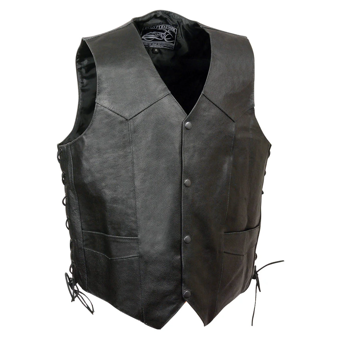 Event Leather ELM3935 Men's Motorcycle Riders Black Leather Vest with Embossed Native American Head - Image 2
