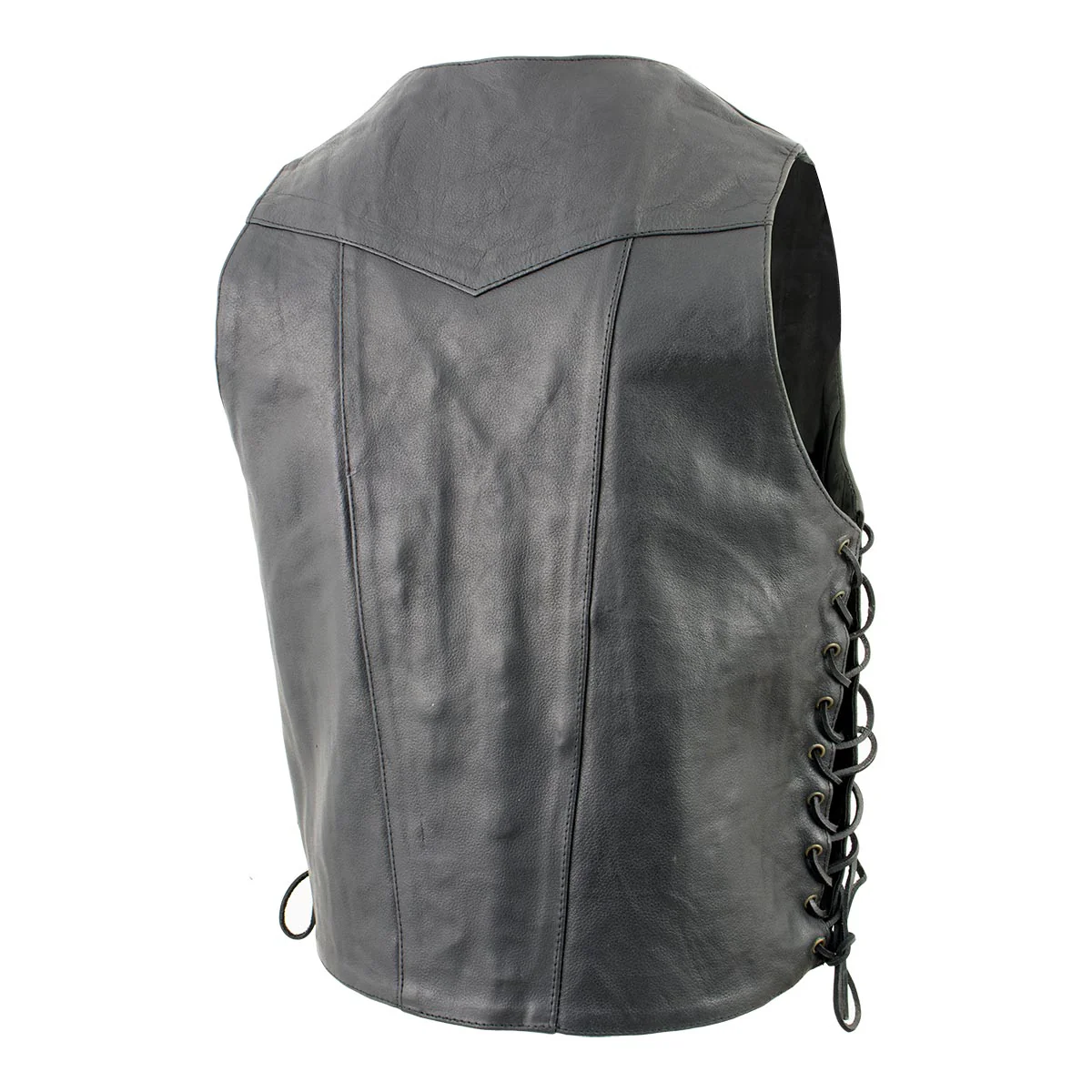 Event Leather XS5390 Men's 10 Pocket Black Classic Side Lace Leather Vest - Image 5
