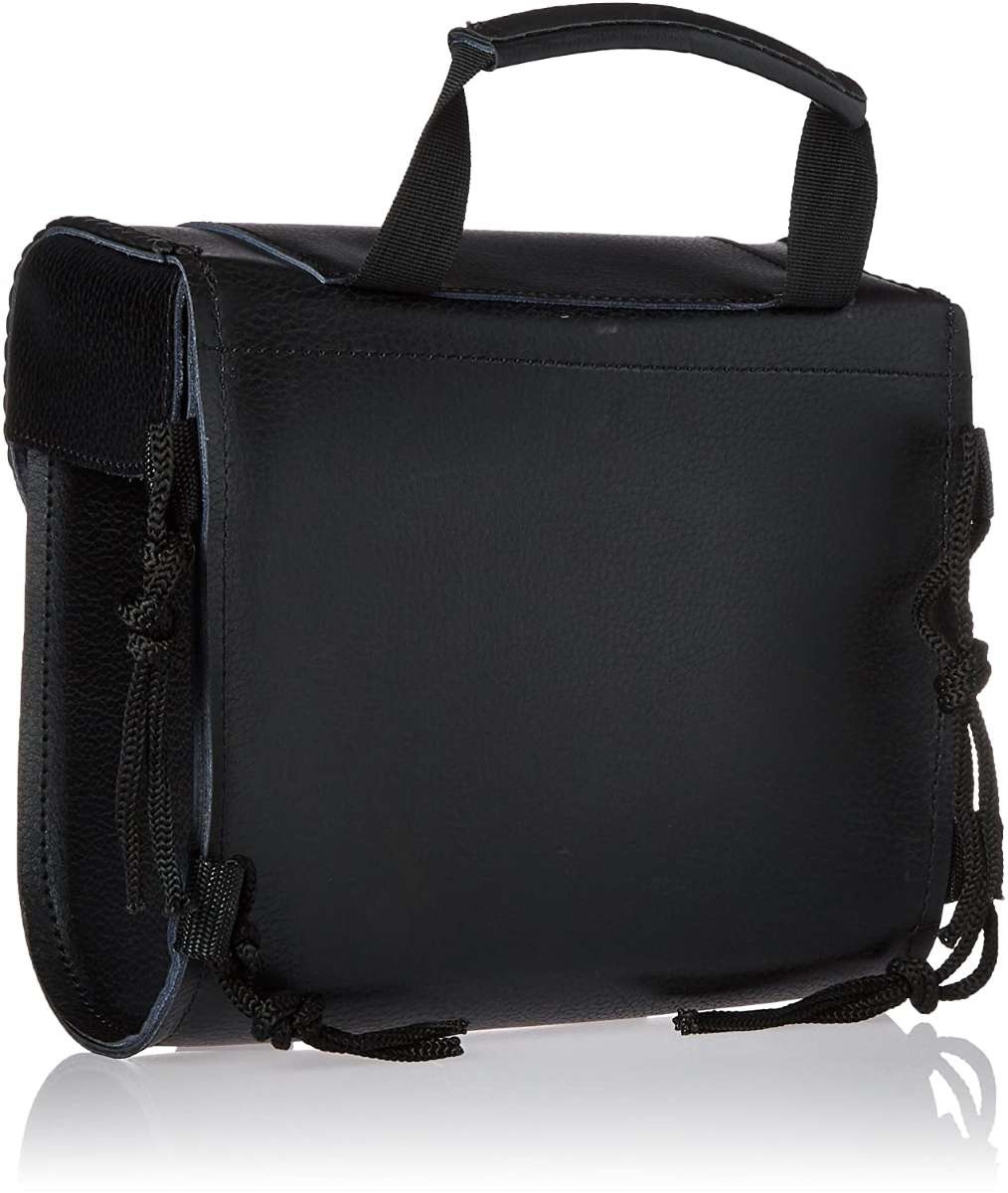 First Manufacturing FIBAG8501 Black Leather Braided Motorcycle Bar Bag - Image 2