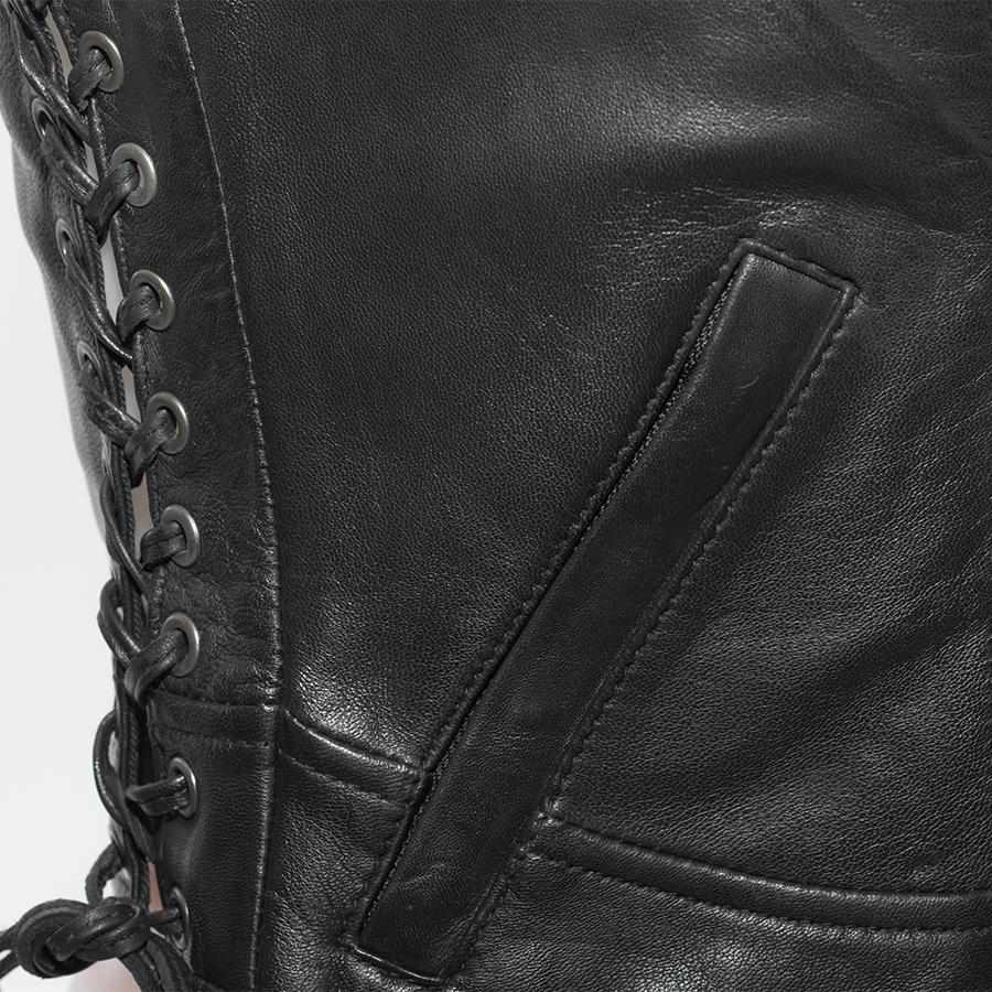 First Manufacturing FIL542GDD Women's ‘The Raven’ Motor Fashion Style Black Leather Vest - Image 3