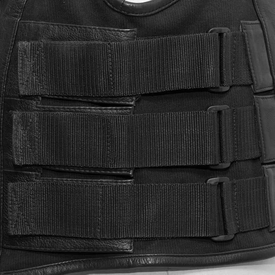 First Manufacturing FIM645 Men’s ‘The Commando’ Black Leather Vest with Carry Conceal Pockets - Image 3
