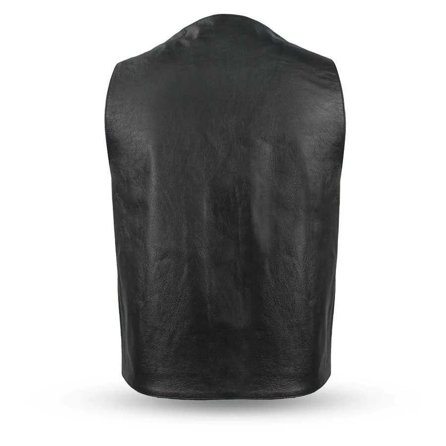 First Manufacturing FMM611BSF Men’s ‘The Gun Runner’ Black Western Style Leather Vest with Conceal Cary Pockets - Image 2