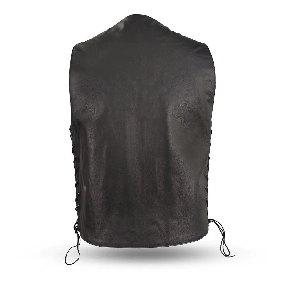 First Manufacturing FMM612BSF Men’s ‘The Gun Slinger’ Western Style Leather Vest with Conceal Cary Pockets and Side Lacing - Image 2