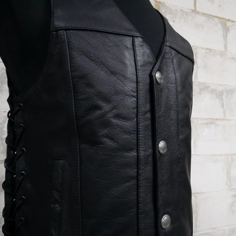 First Manufacturing FMM612BSF Men’s ‘The Gun Slinger’ Western Style Leather Vest with Conceal Cary Pockets and Side Lacing - Image 3