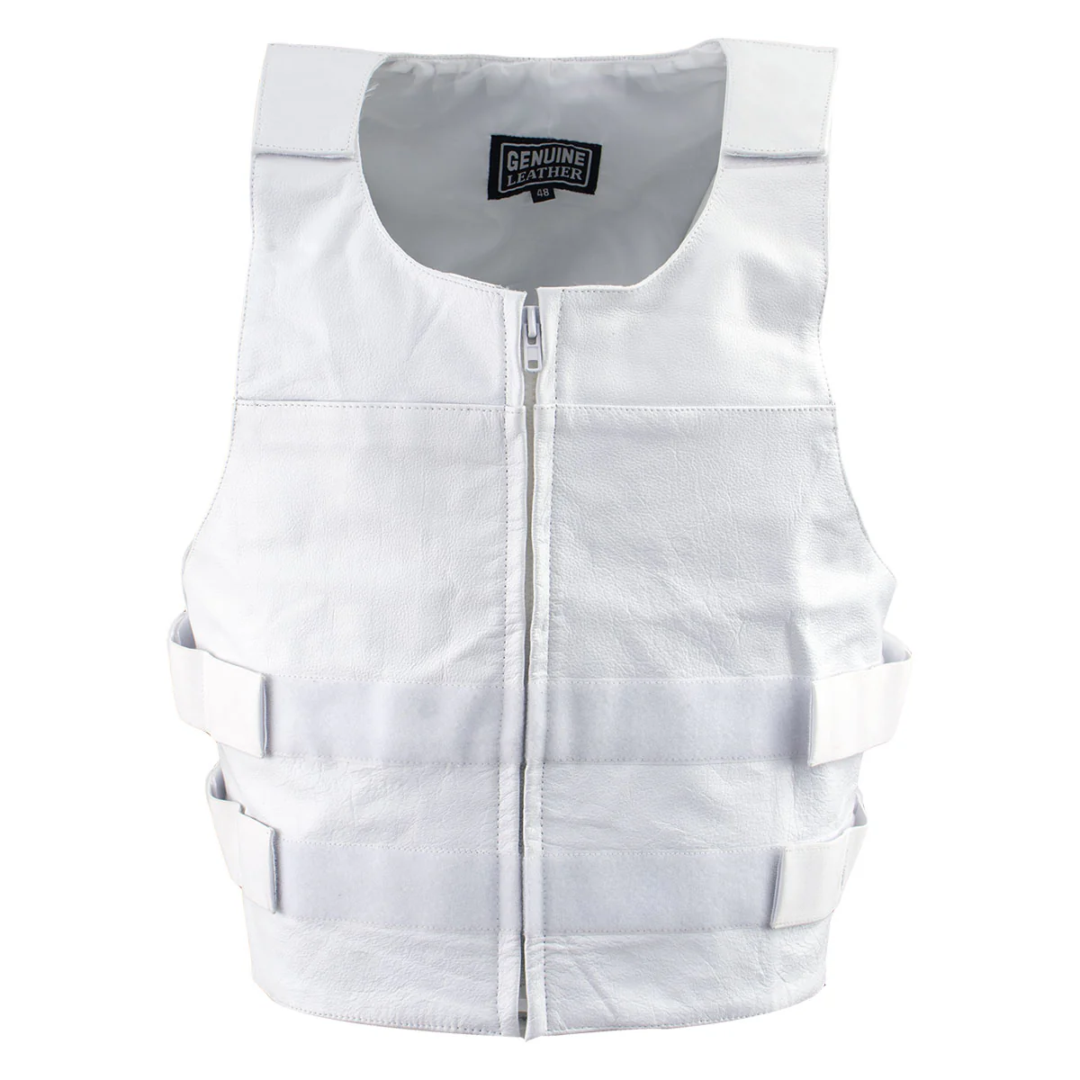 Genuine Leather SH1367ZW Men’s 'Bullet Proof Replica' White Leather Vest - Image 5