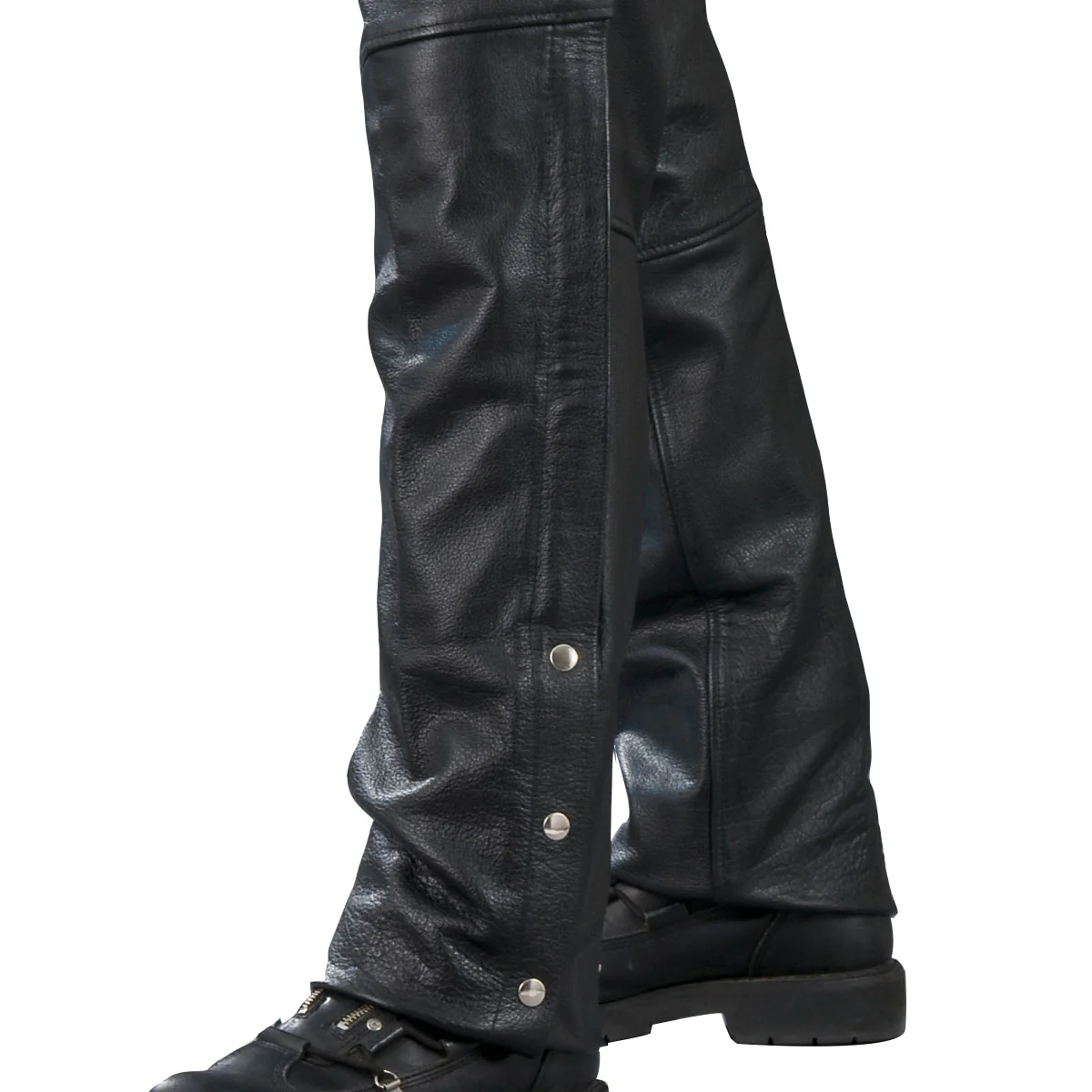Genuine Leather XS1115 Men’s Classic Black Leather Chaps - Image 3