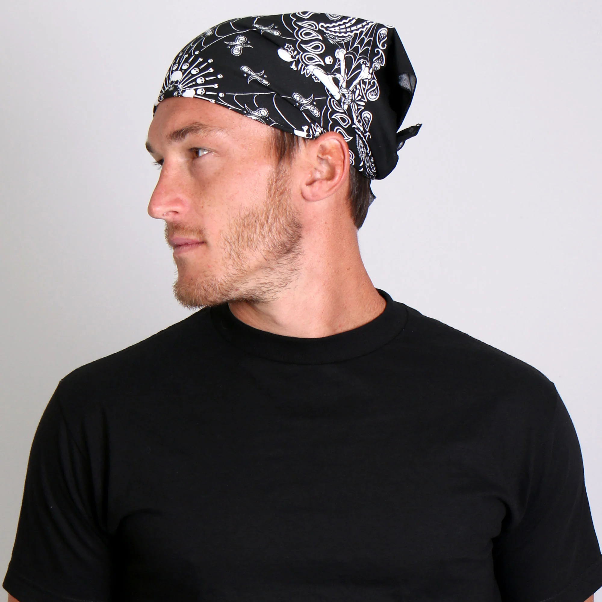 Hot Leathers BAB1039 Black Paisley Skull Bandana - Image 2
