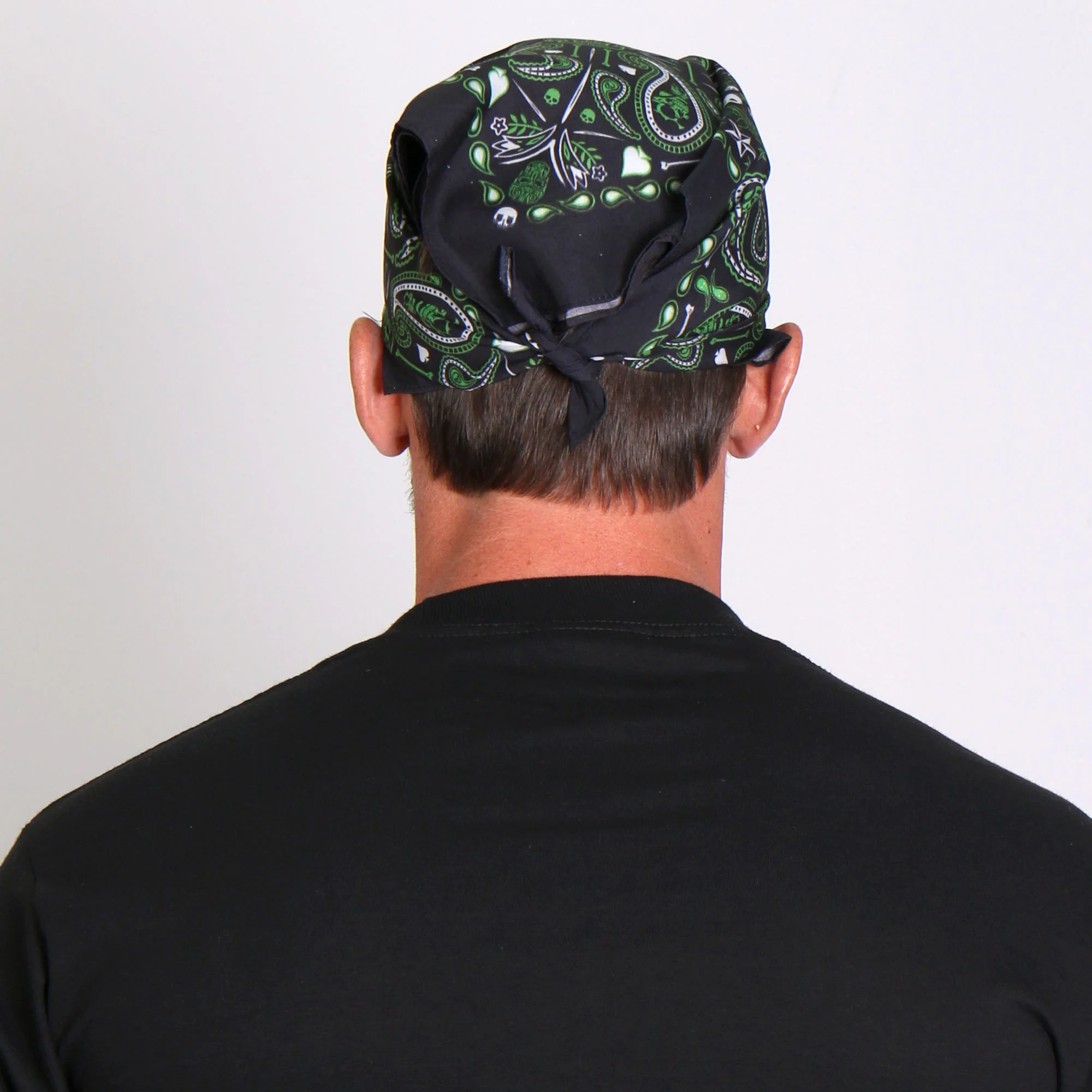 Hot Leathers BAB1068 Green Paisley Skulls Bandana - Image 3