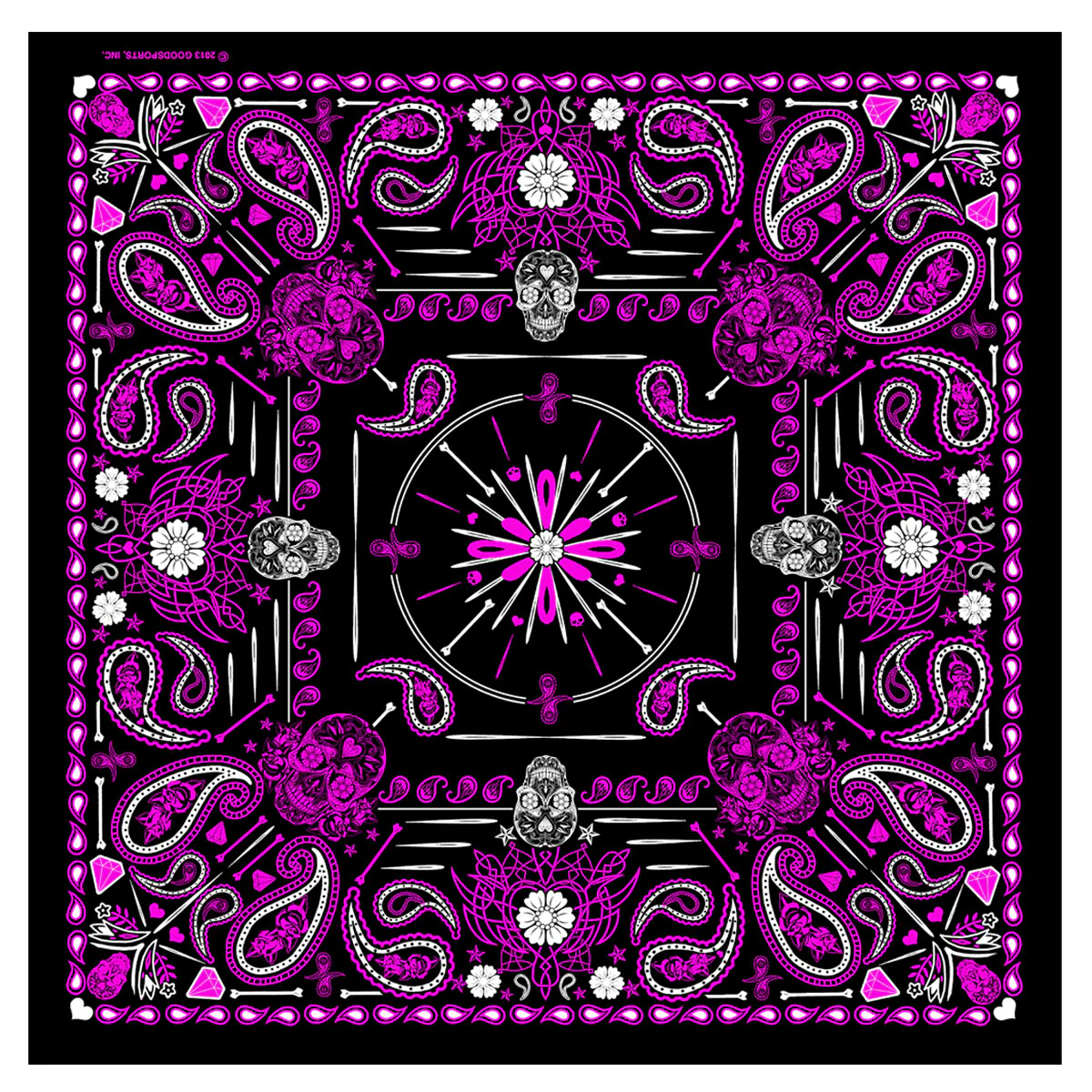 Hot Leathers BAB1071 Ladies Pink Paisley Skulls Bandana