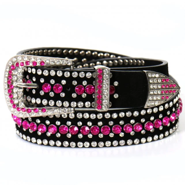 Hot Leathers BLA1081 Ladies Pink Rhinestone Leather Belt