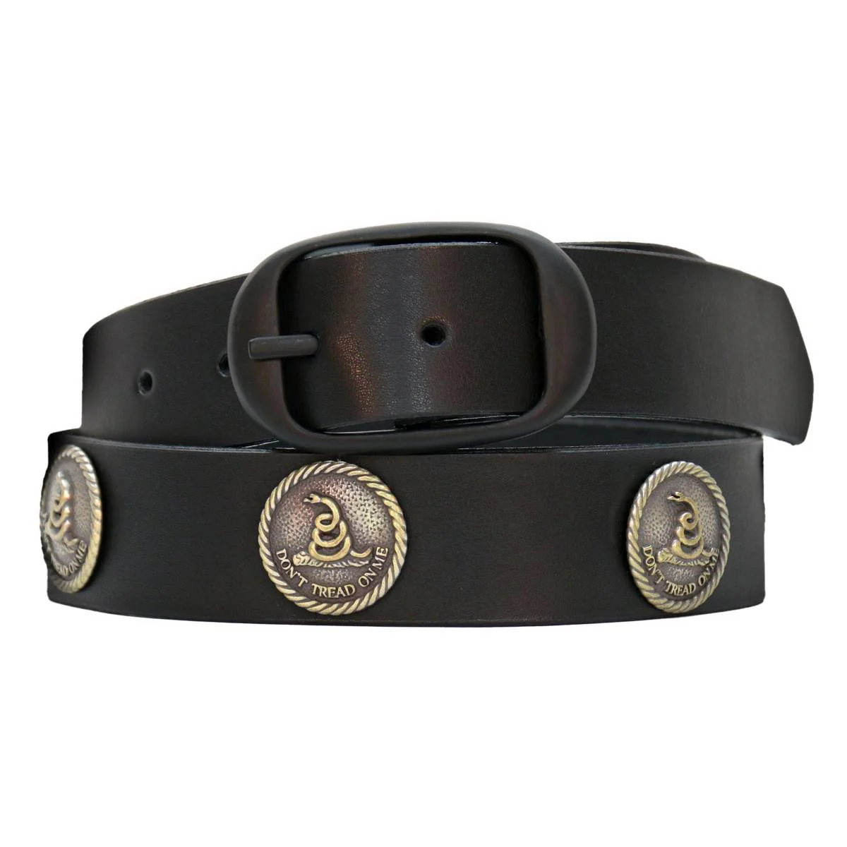 Hot Leathers BLA1133 Men's Don't Thread On Me Black Leather Belt w/ Interchangeable Buckle - 1.5 inches Wide - Image 5