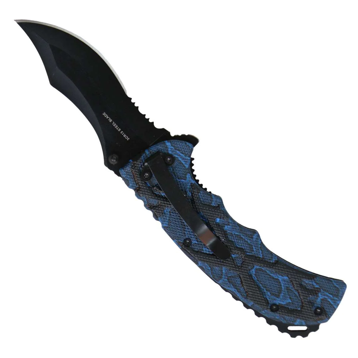 Hot Leathers Black and Blue Snake Skin Knife KNA1173 - Image 3