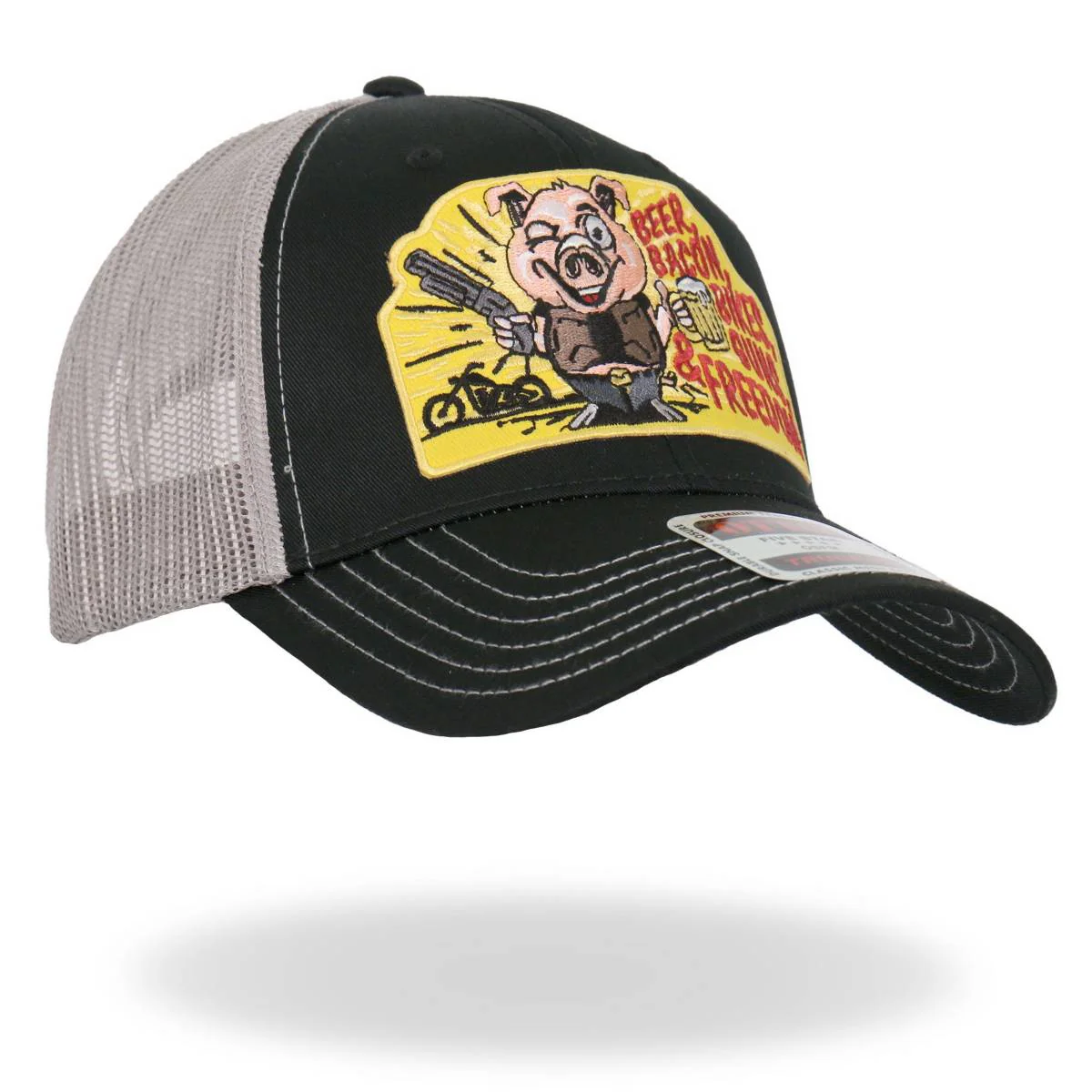 Hot Leathers Black and White Trucker Hat Beer Bacon Bikes GSH1040 - Image 6