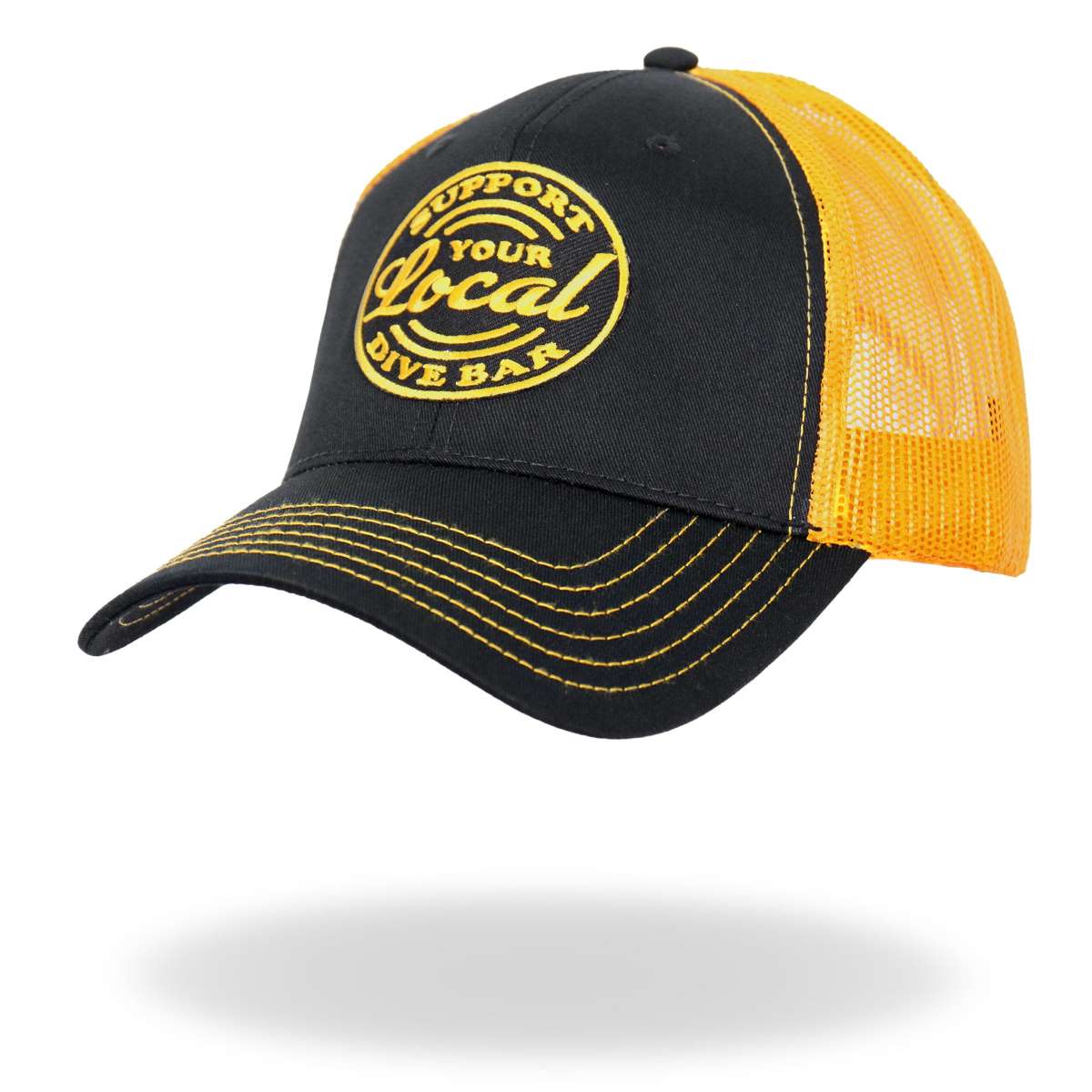 Hot Leathers Black And Yellow Trucker Hat Local Dive Bar GSH1048 - Image 2