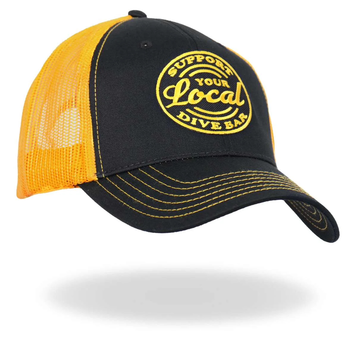 Hot Leathers Black And Yellow Trucker Hat Local Dive Bar GSH1048 - Image 6