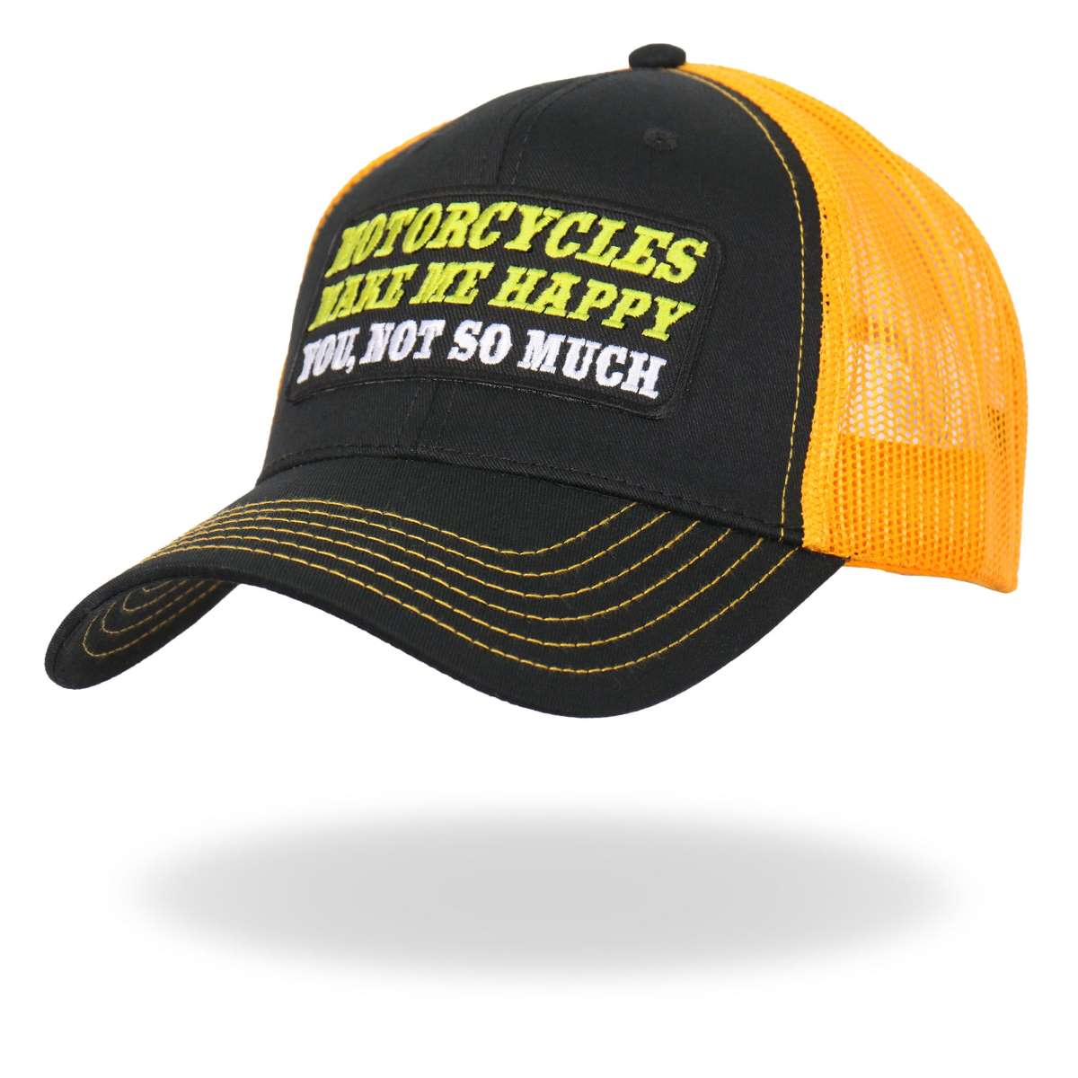 Hot Leathers Black And Yellow Trucker Hat Make Me Happy GSH1045 - Image 2