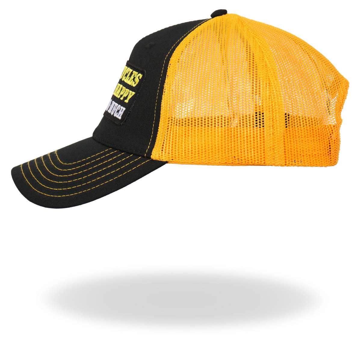 Hot Leathers Black And Yellow Trucker Hat Make Me Happy GSH1045 - Image 3
