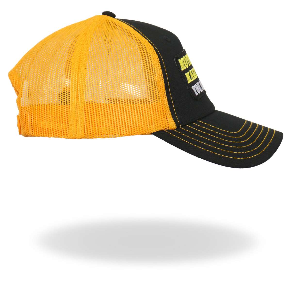 Hot Leathers Black And Yellow Trucker Hat Make Me Happy GSH1045 - Image 5