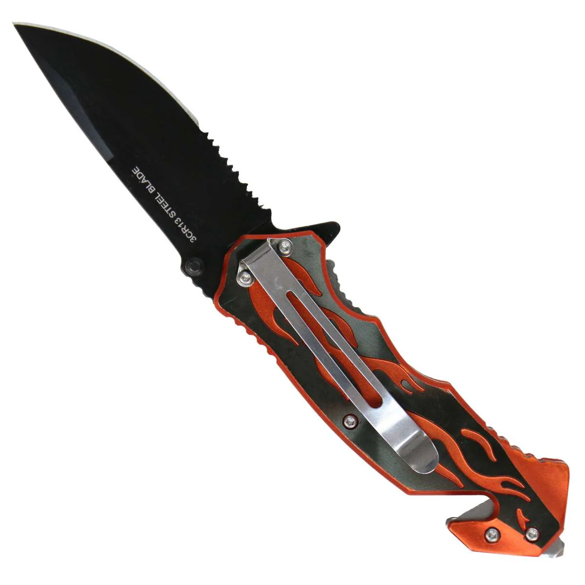 Hot Leathers Black Orange Flame Knife KNA1166 - Image 3
