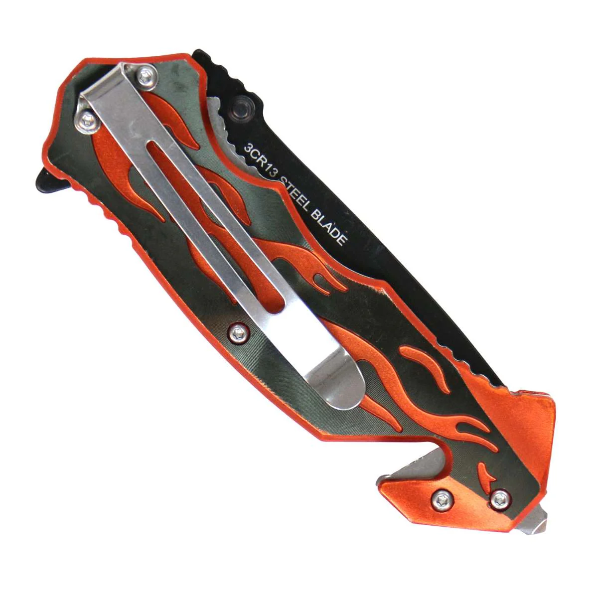 Hot Leathers Black Orange Flame Knife KNA1166 - Image 4