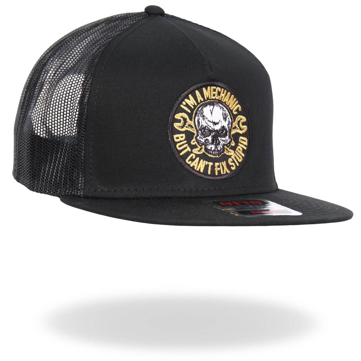 Hot Leathers Black Yellow And White Mechanic Can't Fix Stupid Snapback Hat GSH2036 - Image 5