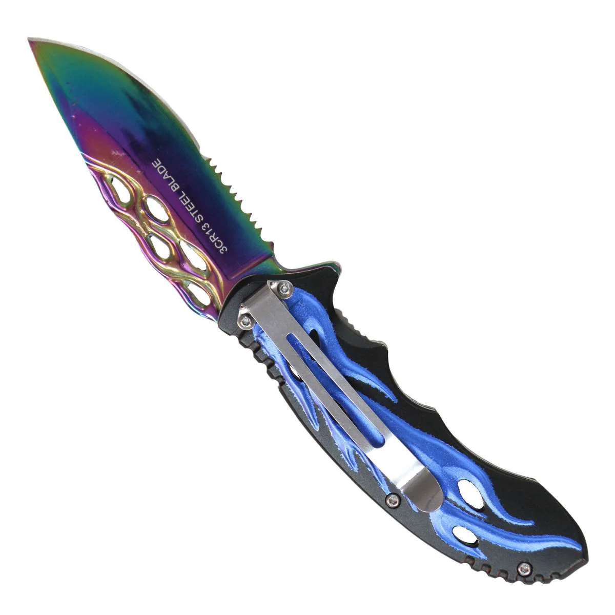 Hot Leathers Blue Flame Mirror Knife KNA1156 - Image 3