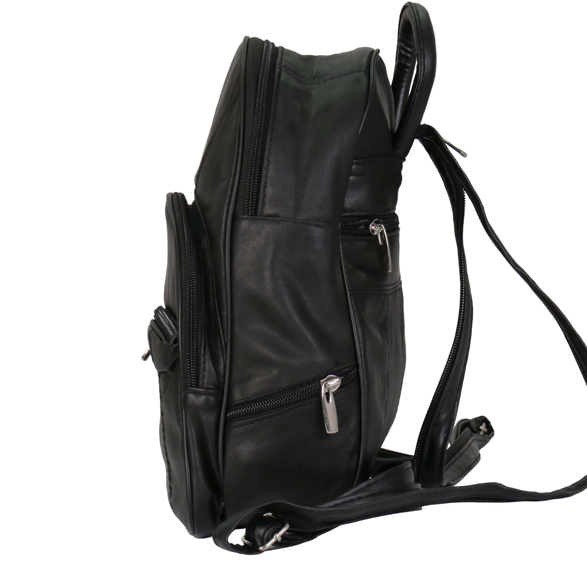 Hot Leathers BPA1018 Black Leather 6 Pocket Backpack - Image 2