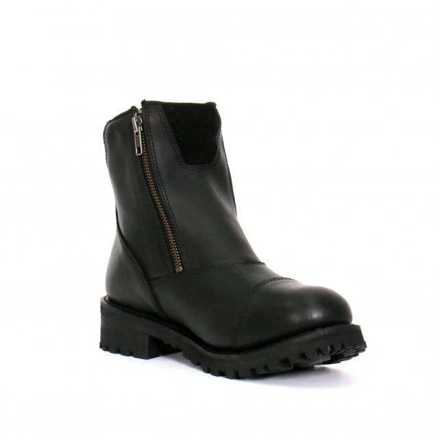 Hot Leathers BTL1002 Ladies Black 6-inch Double Zip Cap Toe Leather Boots - Image 3