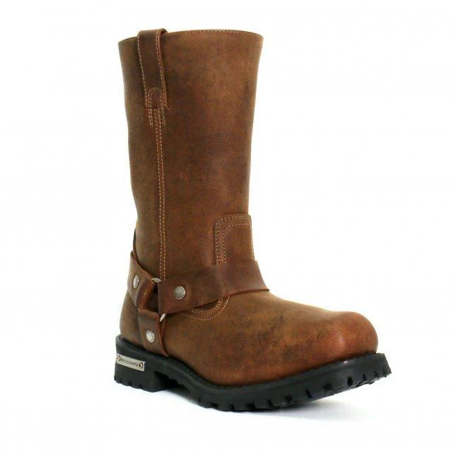 Hot Leathers BTM1001 Men's Rust Brown 11-inch Harness Motorcycle Leather Boots - Image 3
