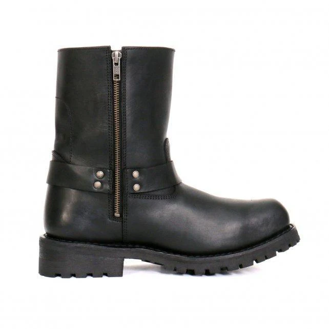 Hot Leathers BTM1004 Men's Black 8-inch Short Harness Leather Boots with Lug Sole - Image 2