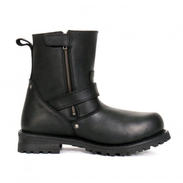 Hot Leathers BTM1008 Men's Black 8-inch Round Toe Engineer Leather Boot with Lug Sole - Image 2