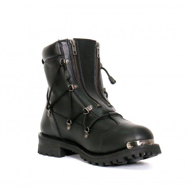 Hot Leathers BTM1009 Men's Black 7-Inch Leather Lace Up Boots with Zipper Closure - Image 14