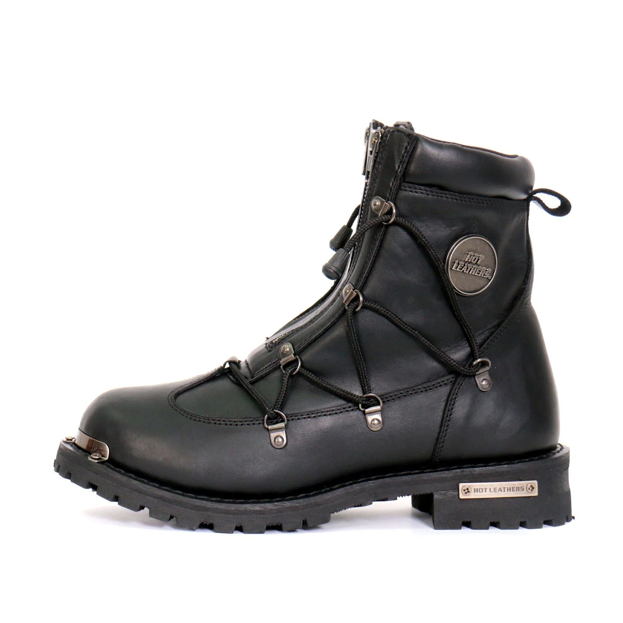 Hot Leathers BTM1009 Men's Black 7-Inch Leather Lace Up Boots with Zipper Closure - Image 16