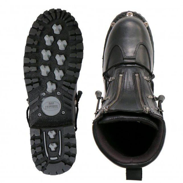 Hot Leathers BTM1009 Men's Black 7-Inch Leather Lace Up Boots with Zipper Closure - Image 20