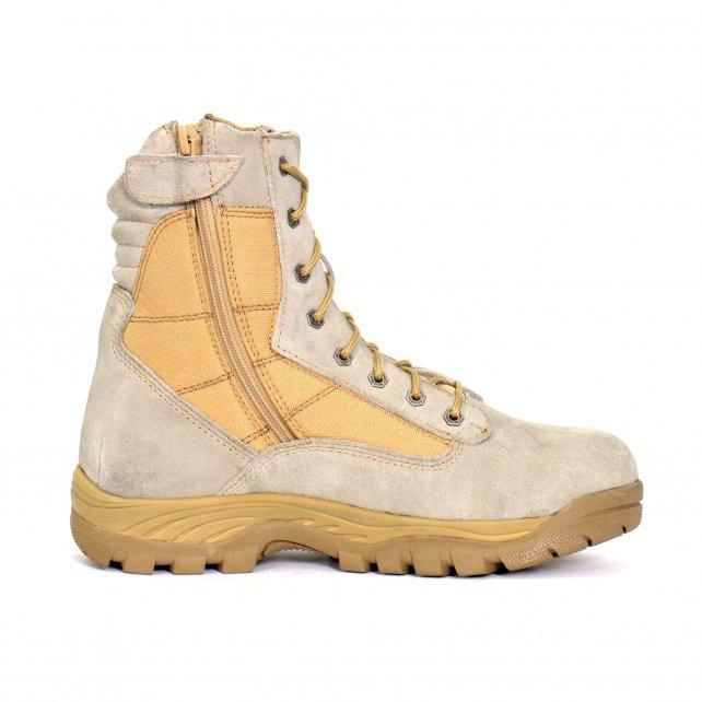 Hot Leathers BTM1013 Men's Tan Leather Swat Style Lace Up Boots with Zippers - Image 2