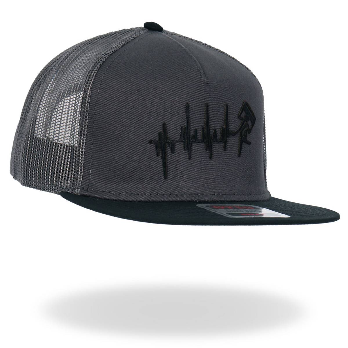Hot Leathers Charcoal and Black EKG Piston Snapback Hat GSH2031 - Image 5
